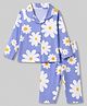 Smarty Girls Knit Full Sleeves Co-Ords Shirt & Pyjama Night Suit with Daisy Print - Violet