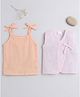 Little Angels Muslin Woven Pack Of 2 Sleeveless Solid Jhabla & Vest - Pink & Peach