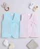 Little Angels Muslin Woven Pack Of 2 Sleeveless Solid Jhablas - Blue & Pink