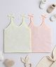 Little Angels Muslin Woven Pack Of 2 Sleeveless Solid Vests - Peach & Yellow