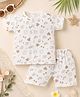 Little Angels Muslin Woven Half Sleeves Doodle Art Printed Coordinating Shirt & Shorts Set - Cream