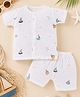 Little Angels Muslin Woven Half Sleeves Boats Printed Coordinating Shirt & Shorts Set - White