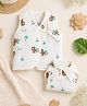 Little Angels Muslin Woven Sleeveless Lion Printed Jhabla & Nappy Set - Cream