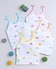 Little Angels Cotton Knit Pack Of 4 Sleeveless Cloud Printed Jhablas - Pink Blue Yellow & Peach