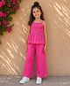 The Magic Wand Cotton Woven Sleeveless Smocked Detailed Abstract Printed Top & Pants Set - Fuchsia