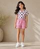 The Magic Wand Cotton Woven  Half Sleeves Floral Printed Shirt & Striped Shorts - Fuchsia