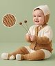 Babyhug Knit Full Sleeves Color Block Sweater Set With Cap & Booties - White & Beige