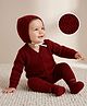 Babyhug Knit Full Sleeves Sweater Set With Cap & Booties - Marron