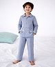 Somersault Cotton Woven Full Sleeves Ship Embroidered Checked Shirt & Pajama Night Suit - Blue