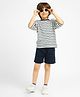 Somersault Cotton Knit Half Sleeves Striped Tee & Shorts Set - White