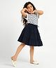 Somersault Cotton Knit Half Sleeves Striped Tee & Skirt Set - White
