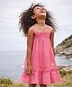 Somersault Cotton Woven Sleeveless Frill Detailed Solid Dress - Pink