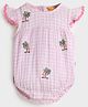 Somersault Cotton Woven Cap Sleeves Gingham Checked & Tropical Theme Embroidered Onesie - Purple