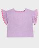 Somersault Cotton Woven Half Frill Sleeves Solid Top - Purple