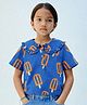 Somersault Cotton Woven Half Sleeves Popsicle Printed Top - Blue