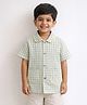 Somersault Cotton Woven Half Sleeves Checked Shirt - White & Green