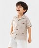 Somersault Cotton Woven Half  Sleeves Abstract Embroidered Shirt - Ecru