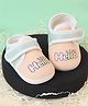 KIDSUN Hello Text Printed Velcro Closure Booties - Peach