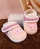 KIDSUN Bear Applique Detailed Velcro Closure Booties - Pink