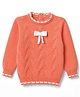 Babyoye Cotton Knit Pullovers with Cable Knit Design & Bow Applique - Orange