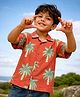 Somersault Cotton Woven Half Sleeves Tropical Theme Printed Shirt - Rust Orange