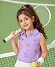 Somersault Cotton Knit Sleeveless Tennis Racket Printed Top - Purple
