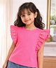 Somersault Cotton Knit Sleeveless Frill Detailed & Floral Embroidered Top - Pink