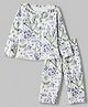 Smarty Girls Knit Full Sleeves Shirt & Pyjama Co-Ords Set With Floral Print - Off White