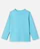 Smarty Girls Knitted Full Sleeves Solid High Neck T-Shirts in Aqua Blue