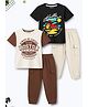 Trampoline Cotton Blend Knit Pack Of 2 Half Sleeves Boston & Hello Summer Text Printed Tees & Joggers Sets - Multi Colour