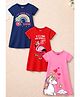 Trampoline Cotton Blend Knit Pack Of 3 Half Sleeves Rainbow & Flamingo Printed - Blue Pink & Red