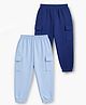Trampoline Cotton Blend Knit Pack Of 2 Solid Cargo Style Joggers - Navy Blue & Blue