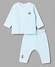 Doreme Single Jersey Knit Full Sleeves Striped T-Shirt & Pajama Night Suit with Boat Embroidered - Light Blue