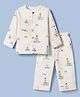 Doreme Single Jersey Knit Full Sleeves Co-Ords T-Shirt & Pyjama Night Suit with Nautical Theme Print - Brown