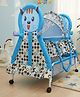 Kitty Print Cradle with Mosquito Net and Swing Lock function - Blue| Storage Basket| Wheels with Lock| Easy Assembly