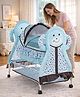 Animal Print Cradle With Mosquito Net and Swing Lock function - Light Blue