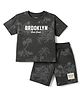 Doreme Single Jersey Knitted Half Sleeves T-Shirt & Shorts Co-ord Set With & Beach Theme  Text Print -  Charcoal Grey