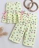 Knitting Doodles Cotton Woven Sleeveless Hearts Printed Coordinating Layered Top & Pants Set - Yellow