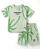Doreme Single Jersey Knitted Half Sleeves T-Shirt & Short Co-ord Set With Tropical Print - Light Green