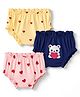 Doodle Poodle 100% Cotton Popcorn Single Jersey Knit Hearts Printed Panties Pack of 3 - Navy Pink & Yellow