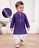 EARTHY TOUCH Woven Full Sleeves Dhoti Kurta Set - Navy Blue