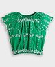 Somersault Cotton Woven Half Sleeves Floral Embroidered Top - Green