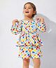 Somersault Cotton Woven Three Fourth Puffed Sleeves  Checked Coordinating Top & Shorts Set - Multi Colour