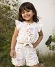 Somersault Cotton Woven Frill Sleeves Sea Life Printed Coordinating Top & Shorts Set - Multi Colour