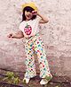 Somersault Cotton Knit Half Sleeves Strawberry Patch Detailed Top & Pant Set - Multi Colour