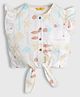 Somersault Cotton Woven Half Sleeves Abstract Printed Top - White