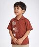 Somersault Cotton Woven Half Sleeves Tropical Theme Embroidered Shirt - Rust