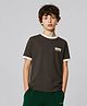 ALAN JONES Cotton Blend Knit Half Sleeves Freestyle Everything Text Printed Tee - Brown