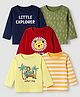 Doodle Poodle 100% Cotton Single Jersey Knit Striped Full Sleeves T-Shirts with Safari , Typography & Leaf Print Pack Of 5 - Navy Blue , Green & Yellow