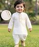 EARTHY TOUCH Cotton Woven Full Sleeves Schiffli Kurta & Dhoti Set - White
